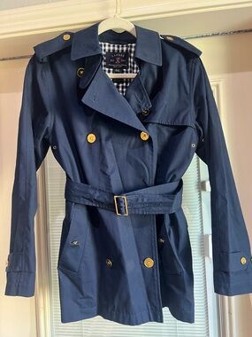 Lauren Ralph Lauren Navy Double-Breasted Trench with Belt